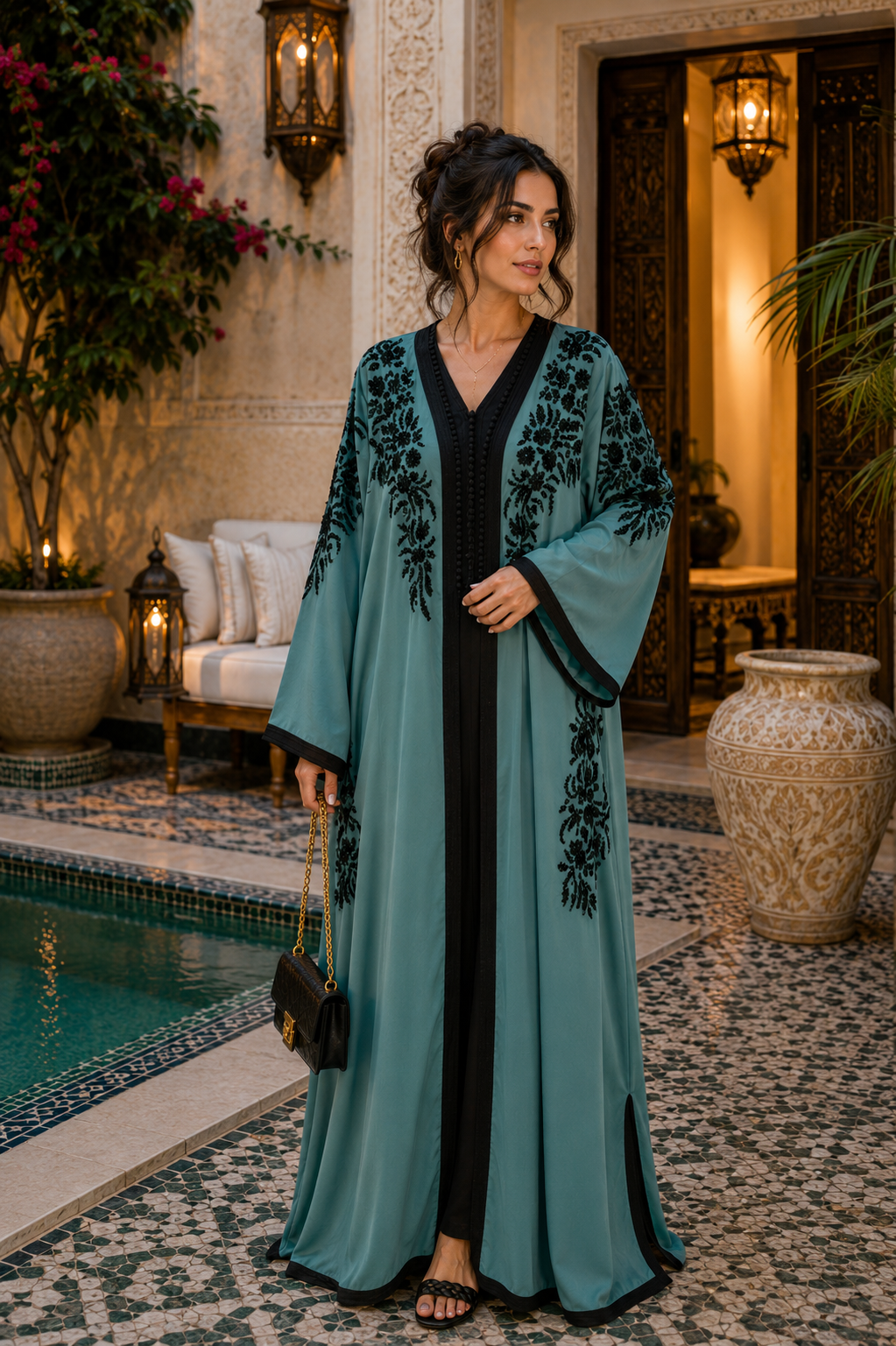 Robe Marocaine Élégance Vert Sauge ✨