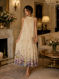 ✨ Élise – Robe fleurie en soie naturelle 100%
